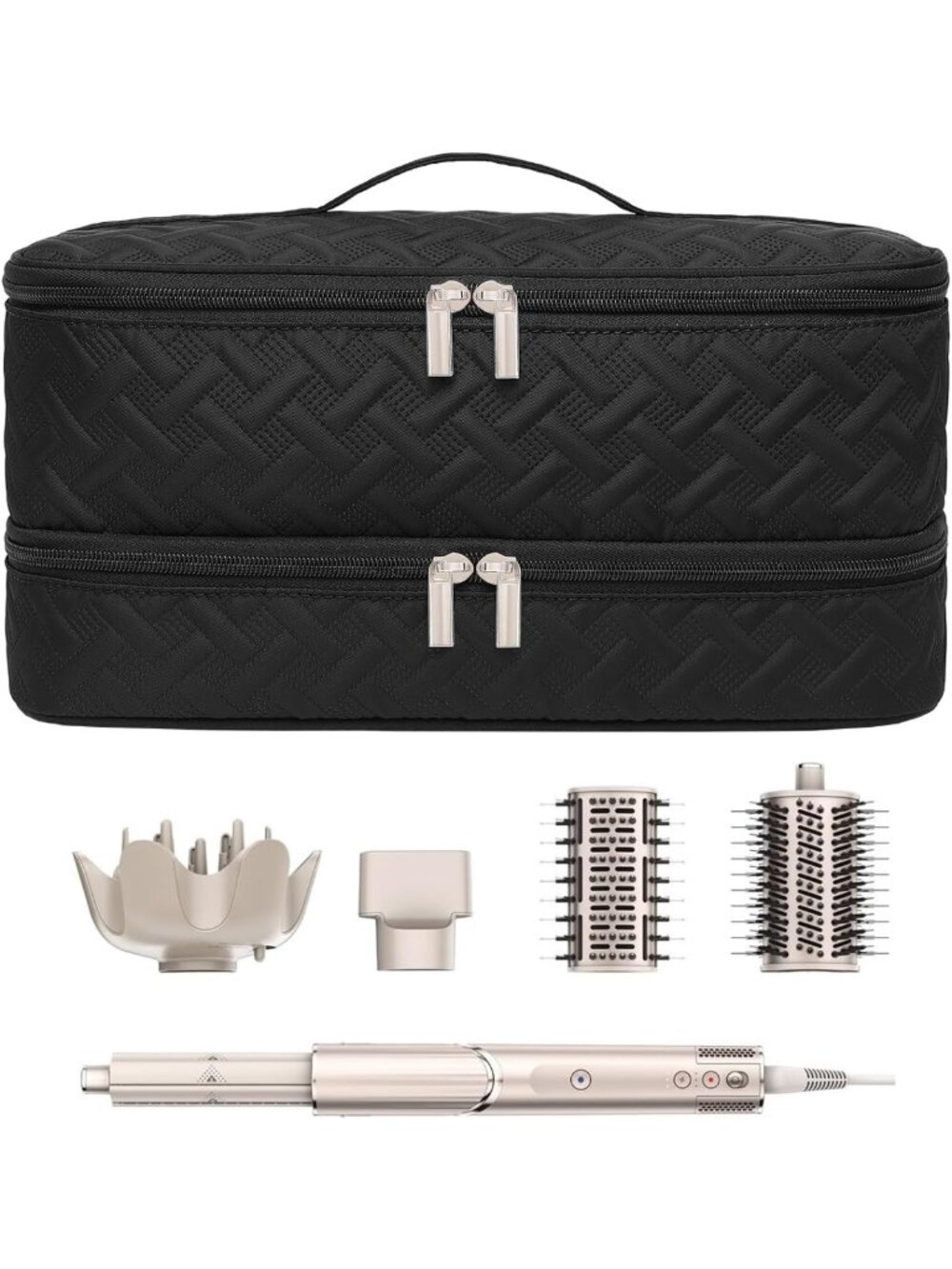 Double-Layer Travel Case for Hair Dryer Brush & Styling Tools - Portable